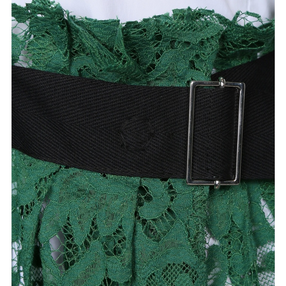 GORGEOUS ERIKA CAVALLINI WHITE DRESS W/ GREEN LACE OVERLAY - MADE IN ITALY‎ -EUC - Picture 9 of 16
